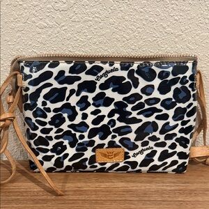 Consuela Black and Blue Leopard purse